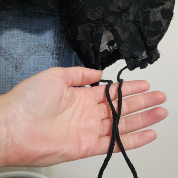 Aritzia X Wilfred Black Lourdes Collared Long Sleeve Sheered Blouse Size S - Picture 8 of 13